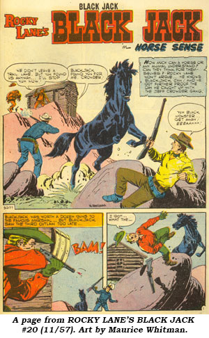 A page from ROCY LANE'S BLACK JACK #20 (11/57). Art by Maurice Whitman.