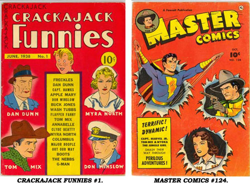 Covers to CRACKAJACK FUNNIES #1 and MASTER COMICS #124.