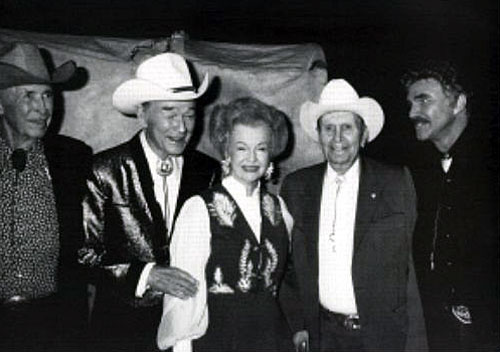 Golden Boot Awards 1990, (L-R) Eddie Dean, Roy Rogers, Dale Evans, Gene Autry, Burt Reynolds. (Thanx to Jerry Whittington.)