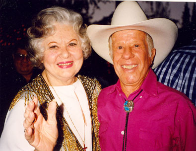 Adrian Booth and stuntman Whitey Hughes at the 1998 Golden Boot Awards in Los Angeles.