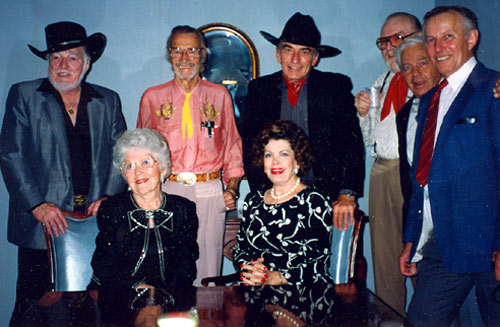 A great group at the Memphis, TN, Film Festival in 1992. (L-R) Lash LaRue, Lucille Lund, John Pickard, Jane Adams, James Drury, Gene Evans, Frankie Thomas, Jan Merlin. This was “The Virginian’s” first film festival.