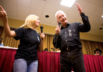 Gary Clarke and his daughter Ava perform Abbott and Costello’s “Who’s on First” routine as well as the comedy duo ever did.