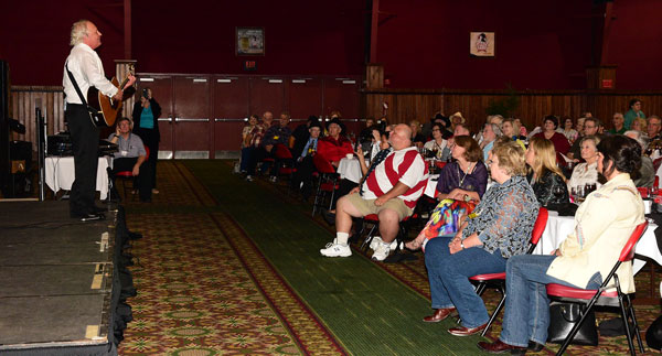 A concert by Rex Allen Jr. provided a sterling wind up to another very successful "Gathering of Guns" (#7) at the Memphis Film Festival. Les Gilliam, seated in the front row with the red shirt, superbly kicked off the banquet entertainment.