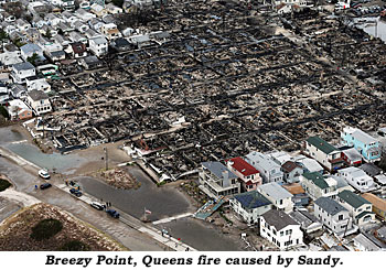 Breezy Point, Queens fire caused by Sandy.