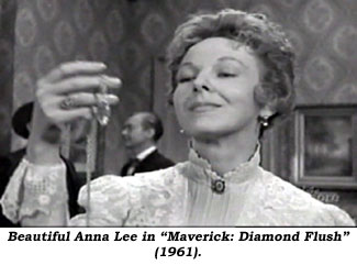 Beautiful Anna Lee in "Maverick: Diamond Flush" ('61).