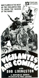 Newspaper ad for "Vigilantes are Coming".