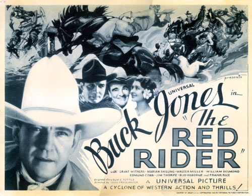 Title card for Buck Jones' "The Red Rider" serial.