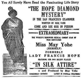 Newspaper ad for "The Hope Diamond Mystery".