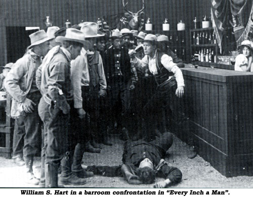 William S. Hart in a barroom confrontation in "Every Inch a Man".