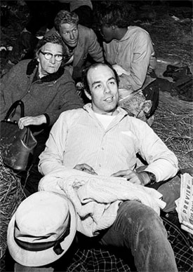 “Bonanza”—Pernell Roberts and others take a break during the March 1, 1965 
Selma to Montgomery, Alabama Civil Rights March.