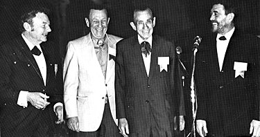 Some early members of the Sons of the Pioneers the Cowboy 
Hall of Fame Trustees' Award on April 24, 1971. (L-R) Pat Brady, Lloyd 
Perryman, Hugh Farr and Ken Curtis. 