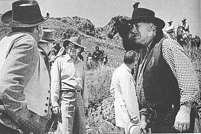 Legendary director John Ford and Ward Bond prepare a scene for "The Colter Craven Story", a "Wagon Train" episode that aired November 23, 1960. 