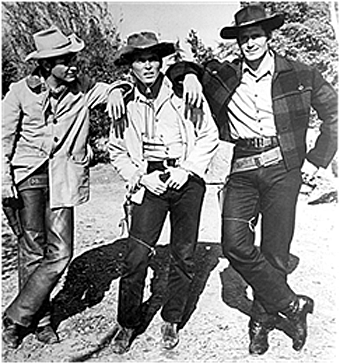Will Hutchins as "Sugarfoot", Ty Hardin as "Bronco" and Clint Walker team up for the "Cheyenne" episode "Duel at Judas Basin" on 1/21/61.