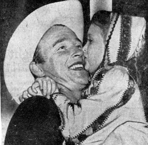 The King of the Cowboys greets a young admirer at Chicago’s Soldier Field during an “I Am An American Day” in the mid-‘40s.