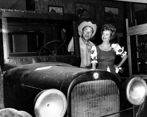 Cars of the Stars: Roy and Dale beside the 1923 Dodge truck that took Roy and his family to California in 1930. Photo taken November 18, 1967, in the RR museum.