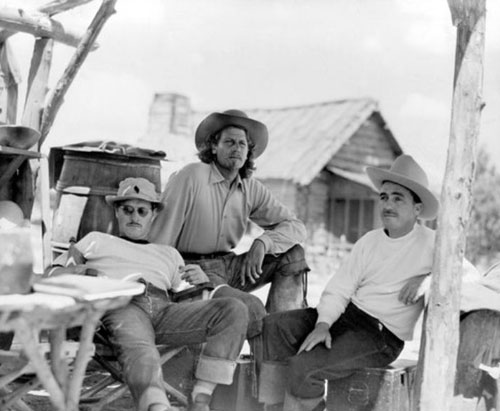 aking a break between scenes of “Buffalo Bill” (‘44 20th Century Fox) are (L-R), director William Wellman, Joel McCrea and unknown . (Thanx to Jerry Whittington.)