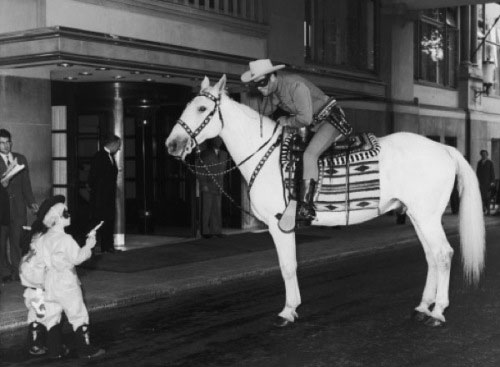 The Lone Ranger is stuck up by a younger version of himself during a public appearance tour.