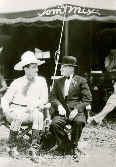 Tom Mix and Fred Leggett with the Sells Floto Circus. Leggett was considered one of the top riders. (Thanx to Bobby Copeland.)