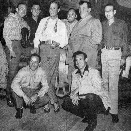 Rex Allen (center) with Andy Devine (left of Rex) and Sons of the Pioneers.