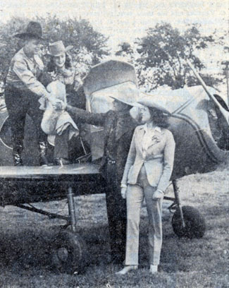 Hoot Gibson and Dorothy Dunstan flew in to join Hal Ramsey’s Rodeo Troupers in Springfield, MO, in May 1942, for the World Championship Rodeo under sponsorship of the Memphis Exchange Club.