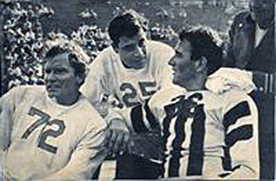 Don Barry, Jack LaRue and John Wayne ready for action in a charity football game in the early ‘40s. (Thanx to Billy Holcomb.)