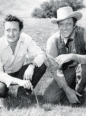 “Gunsmoke” scriptwriter John Meston and James Arness. 