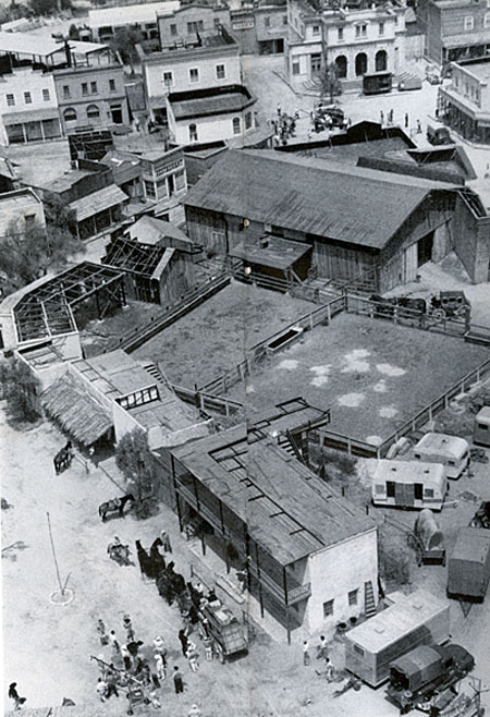 Two TV Westerns filming at the same time on the Warner Bros. backlot. 