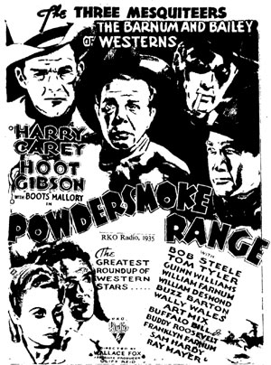 Newspaper ad for "Powdersmoke Range".